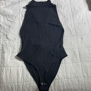 Forever 21 Black strappy cutout back Ribbed Bodysuit‎ size S NWT